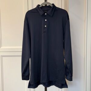 Dunning Golf Long Sleeve Coolmax Polo Shirt Navy Size Large Performance UPF 50